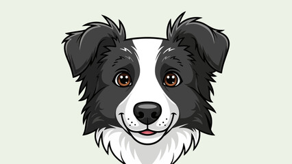 Obraz premium Cute Border Collie Dog Face Illustration – Friendly Cartoon Pet Portrait Icon