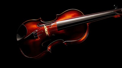 A stunning close-up of a violin, showcasing its rich wood grain and elegant curves. The image captures the beauty of craftsmanship and the artistry involved in music-making.