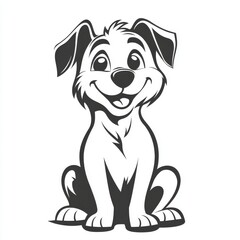 Fototapeta premium Adorable puppy vector illustration with cheerful expression and cute detailing, in monochrome silhouette for versatile creative use