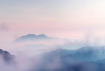 Fototapeta premium Ethereal washes of color evoke serene, dreamlike landscapes; subtle textures and gradients suggest distant mountains and misty skies, mountains, subtle