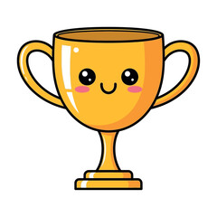 Cute Golden Trophy with a Smiling Face and Rosy Cheeks.