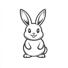 Obraz premium Charming Monochrome Bunny Illustration with Expressive Eyes and Gentle Smile, Ideal for Children's Projects or Whimsical Designs