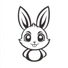 Fototapeta premium A Charming Cartoon Rabbit Illustration in Black and White Outline Style
