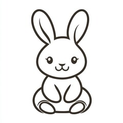 Fototapeta premium Charming Monochrome Bunny Illustration with Delicate Lines and Whimsical Features for Baby Shower Invitations or Children's Room Decor
