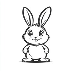 Obraz premium Charming Monochrome Bunny Illustration for Children's Designs and Holiday Crafts