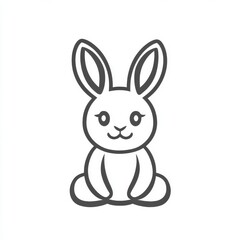 Fototapeta premium Minimalist Line Art Illustration of a Cute Bunny Rabbit with Rounded Features on a Clean White Background for Various Creative Projects
