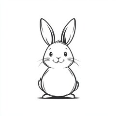 Charming monochrome outline of a rabbit, an illustration perfect for easter designs and joyful seasonal celebrations, rendered in crisp line art