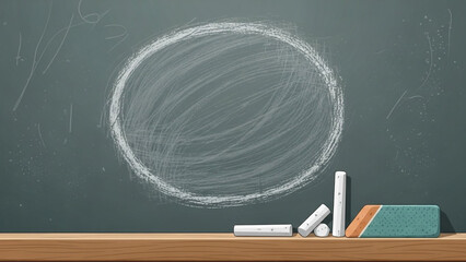 Rustic chalkboard surface with fresh chalk circle ready for your educational presentation or creative brainstorming session