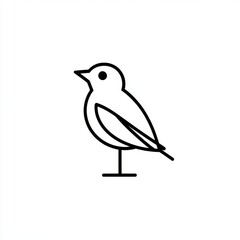 Obraz premium Minimalist bird outline drawing, simple monochrome avian illustration, perfect for design elements or logos, clean lines creating a contemporary wildlife symbol