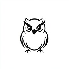 Naklejka premium Stylized Minimalist Owl Illustration in Black and White for Logo Design or Iconography Applications