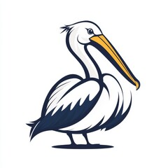 Obraz premium Stylized Pelican Illustration with Bold Outlines and Minimalist Design on a White Background Perfect for Logos and Branding