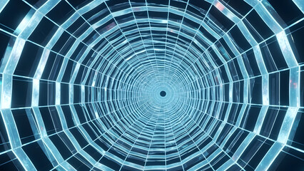 Fototapeta premium Holographic Grid Tunnel. Perfect for: fintech visuals, cybersecurity concept art