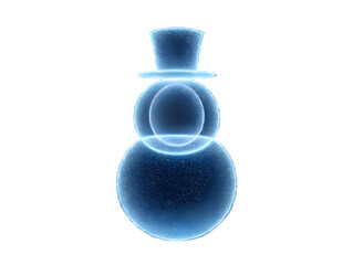 Holographic Blue Snowman PNG Icon - Futuristic Winter Holiday Symbol with Glowing Neon Outline and Glitter Texture