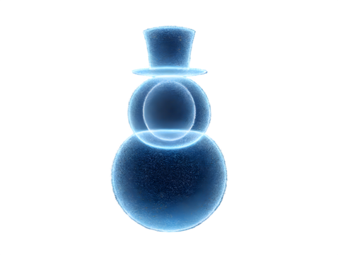 Holographic Blue Snowman PNG Icon - Futuristic Winter Holiday Symbol with Glowing Neon Outline and Glitter Texture - Powered by Adobe