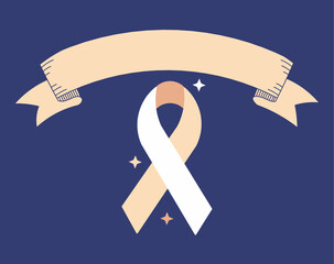 A pair of ribbon object clipart illustrations with two different shapes: one for framing text and one symbolizing solidarity and awareness.