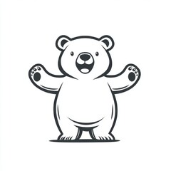 Fototapeta premium Cartoon Bear Illustration with Open Arms Gesturing for a Hug on White Background