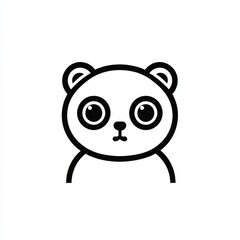 Fototapeta premium Minimalist Panda Illustration, Graphic Icon Design in Black and White Style, Cute Animal Mascot for Children's Content, Clipart Design, Illustration