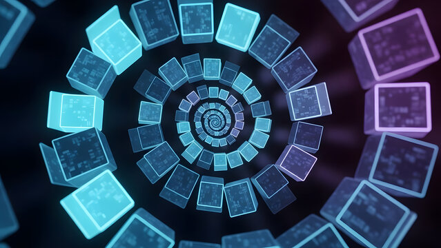 Pixel Matrix Data Spiral. Perfect for: app branding, tech explainer visuals