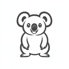 Naklejka premium Charming Monochrome Koala Illustration, a Playful and Endearing Graphic for Wildlife or Cartoon Themed Designs, Featuring a Smiling Koala
