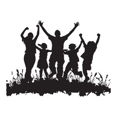 happy family Celebrity with jumping silhouette