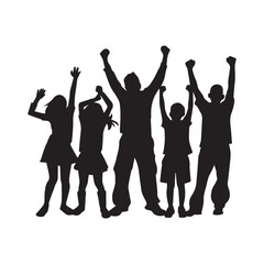 family people silhouettes on white background