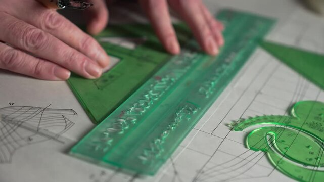 Design Artist using plastic alphabet stencil ruler template in Technical drawing project