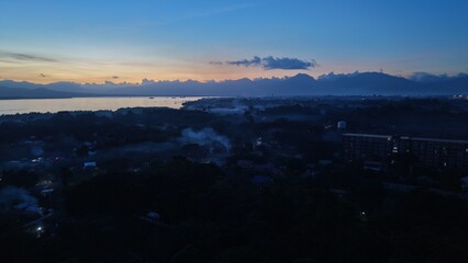 Puerto Princesa city landscape silhouette at blue hour sunset Palawan