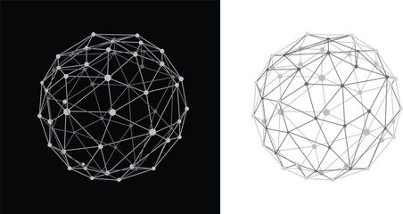 Geometric network connections concept. Vector Geometric sphere with lines and dots isolated on transparent background. © Graphicsign
