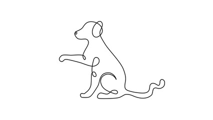 Minimalist One line drawing Dog - line art