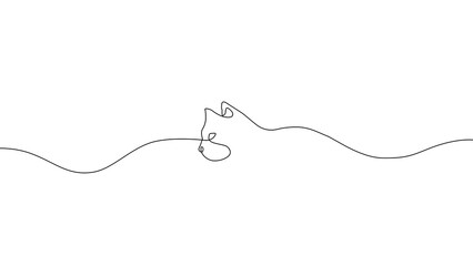 Minimalist one line drawing Cat - line art