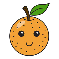 A cute orange cartoon vector illustration for children stickers, printables, and healthy food education.