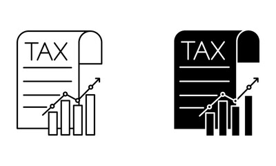 tax financial document and rising graph icon vector