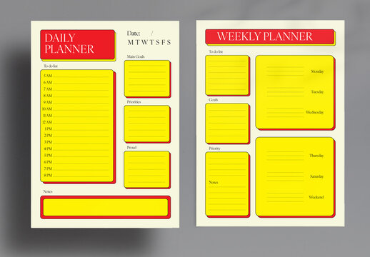 Daily and Weekly Planner Template Layout