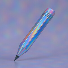Holographic Pencil with Iridescent Sheen on a Soft Gradient Background