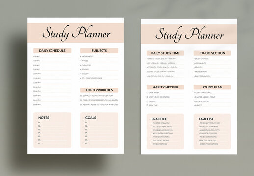 Study Planner Template Layout