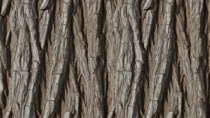 Obraz premium Close-up of deeply furrowed bark of a mature tree trunk.