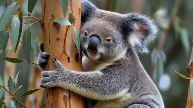 Koala Hugging Eucalyptus Tree
