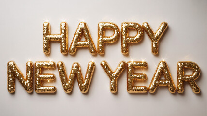 Celebrate a sparkling Happy New Year with golden glitter lettering