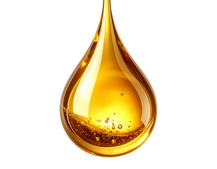 Shiny Liquid Gold Droplet Slow-Falling, Macro Realism, Transparent Background