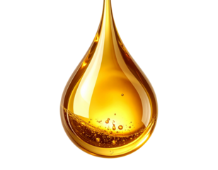 Shiny Liquid Gold Droplet Slow-Falling, Macro Realism, Transparent Background