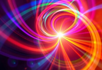 Obraz premium Abstract swirling light rays forming a vibrant spiral background, art, graphic