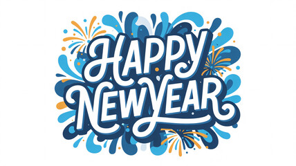 Obraz premium Celebrate Happy New Year with vibrant design and festive fireworks