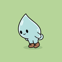 Cute water droplet character with shoes.
