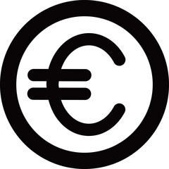 円形のユーロマークの通貨のシンプルな黒の線画アイコン