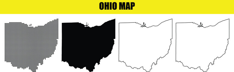 Obraz premium Ohio State Map Outline Silhouette Vector Illustration
