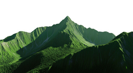 Majestic green mountain peak with jagged ridges transparent background cutout png