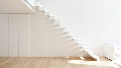 Modern minimalist white staircase