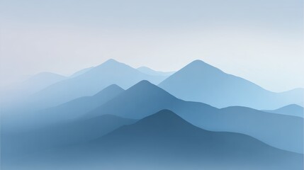 Fototapeta premium Calming blue abstract landscape with sharp mountain-like peaks soft gradient hues, minimalistic style, depth serenity, peaceful nature concept, abstract design, artistic scene for creative projects