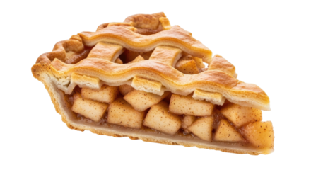 Slice of apple pie transparent background cutout png