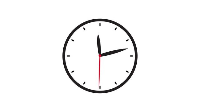 Analog clock showing three o'clock isolated on white background